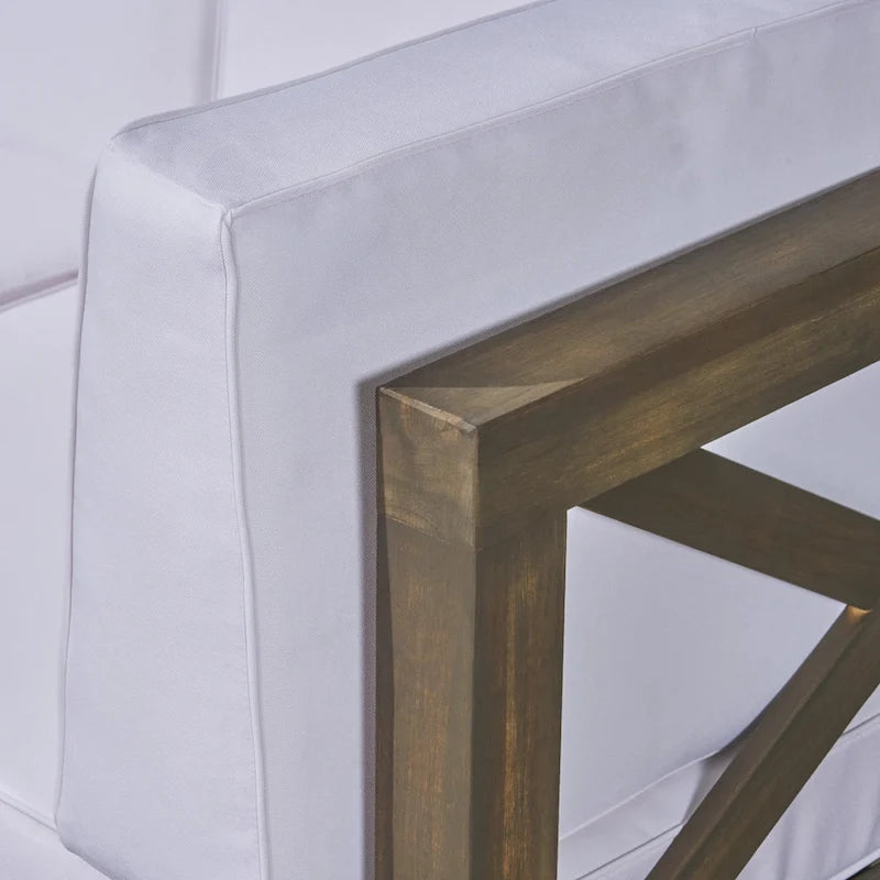 Set divano componibile a U a 8 posti Brava Outdoor in legno di acacia con braciere di Christopher Knight Home
