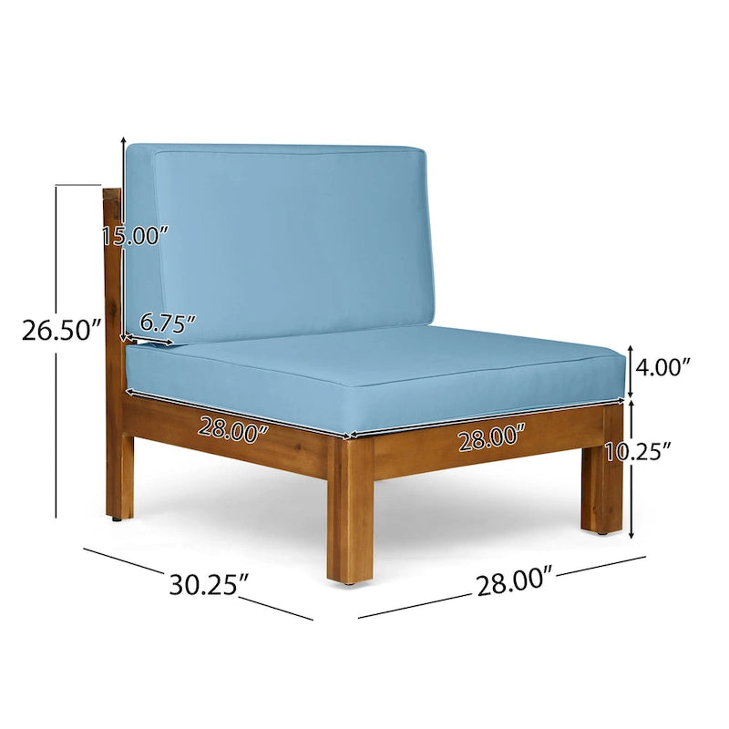 Set divano componibile a U a 8 posti Brava Outdoor in legno di acacia con braciere di Christopher Knight Home