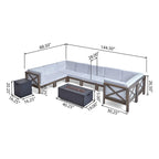 Set divano componibile a U a 8 posti Brava Outdoor in legno di acacia con braciere di Christopher Knight Home