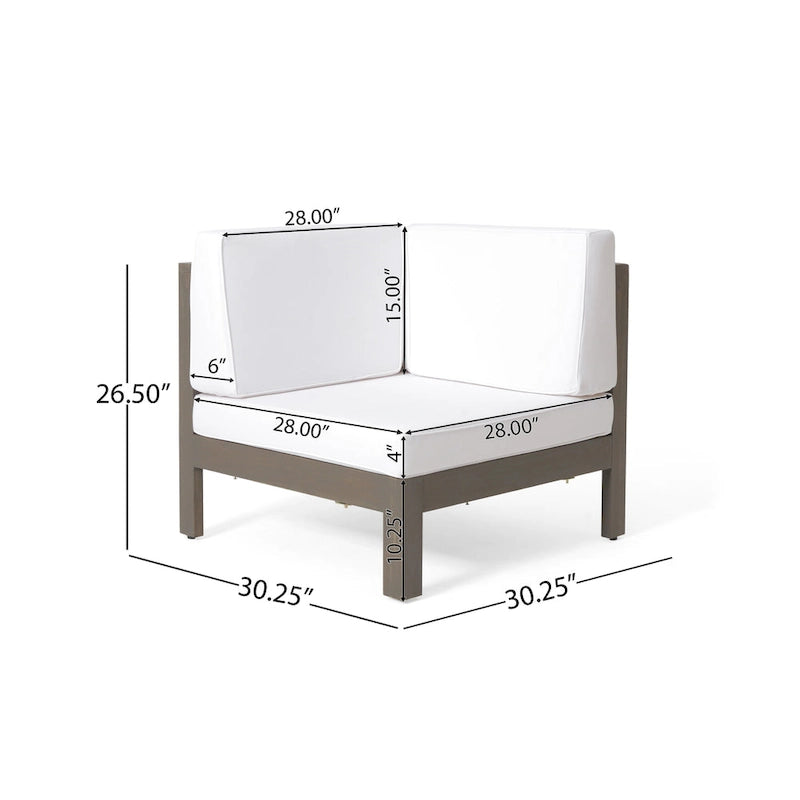 Set divano componibile a U a 8 posti Brava Outdoor in legno di acacia con braciere di Christopher Knight Home