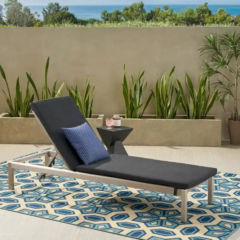 Cape Coral Outdoor Mesh and Aluminum Chaise Lounge with Cushion by Christopher Knight Home
