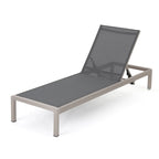 Bain de soleil d'extérieur Cape Coral en maille et aluminium avec coussin par Christopher Knight Home
