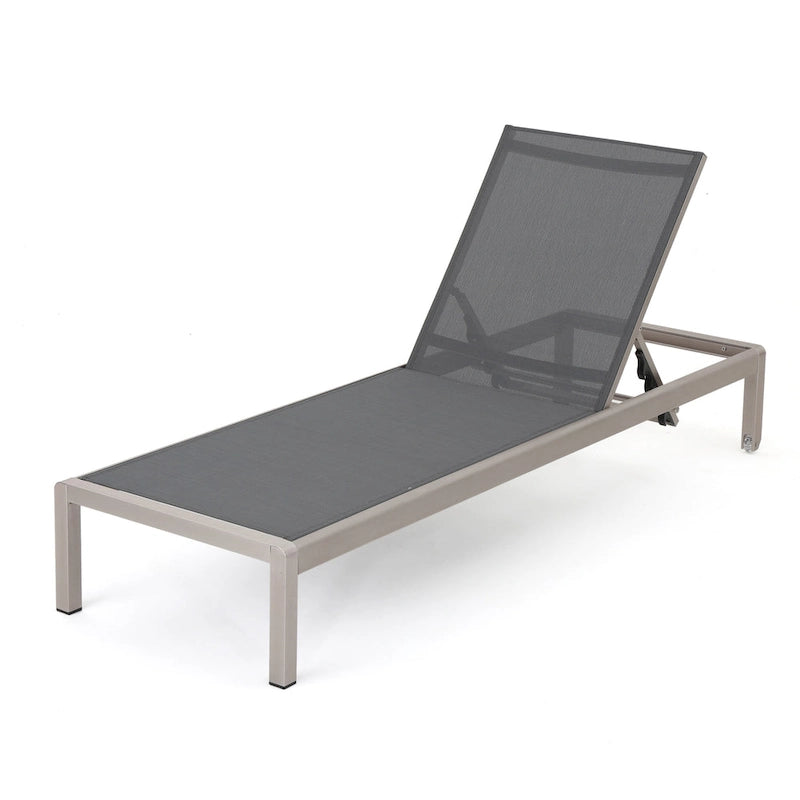 Bain de soleil d'extérieur Cape Coral en maille et aluminium avec coussin par Christopher Knight Home