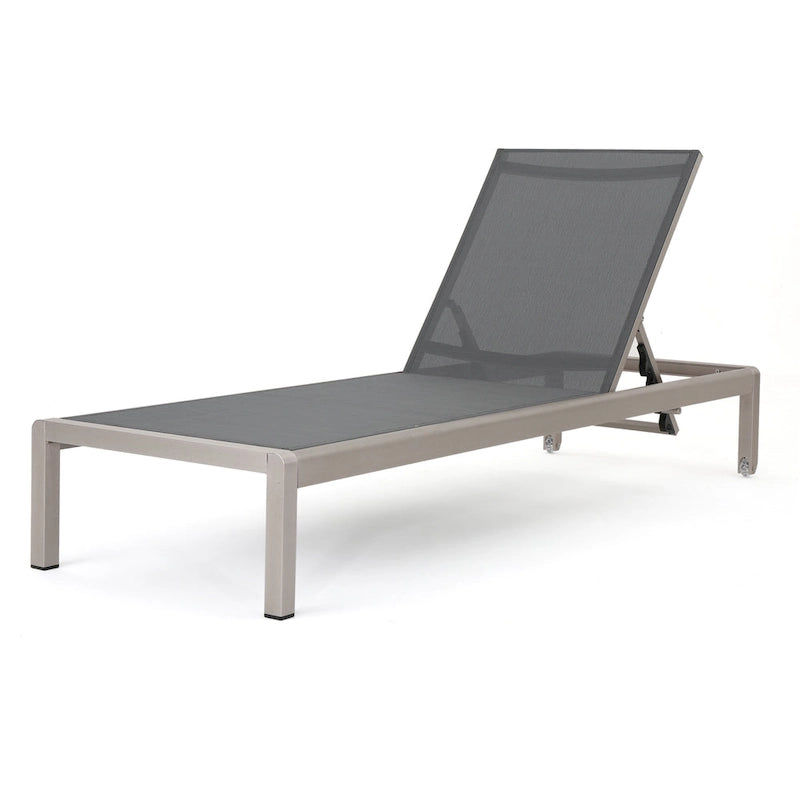 Bain de soleil d'extérieur Cape Coral en maille et aluminium avec coussin par Christopher Knight Home