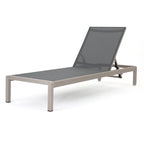 Bain de soleil d'extérieur Cape Coral en maille et aluminium avec coussin par Christopher Knight Home
