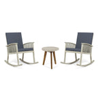 Set di sedie a dondolo a 2 posti in legno di acacia e tavolino Alametos Outdoor di Christopher Knight Home