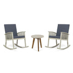 Set di sedie a dondolo a 2 posti in legno di acacia e tavolino Alametos Outdoor di Christopher Knight Home