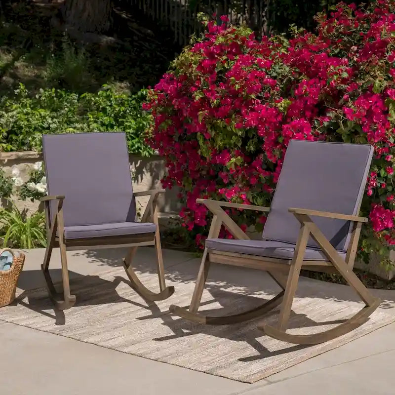 Sedia a dondolo Gus in legno da esterno (set da 2) di Christopher Knight Home