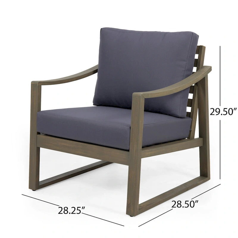 Fauteuil d'extérieur Samwell en bois d'acacia avec coussin de Christopher Knight Home