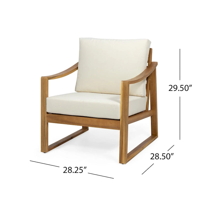 Fauteuil d'extérieur Samwell en bois d'acacia avec coussin de Christopher Knight Home