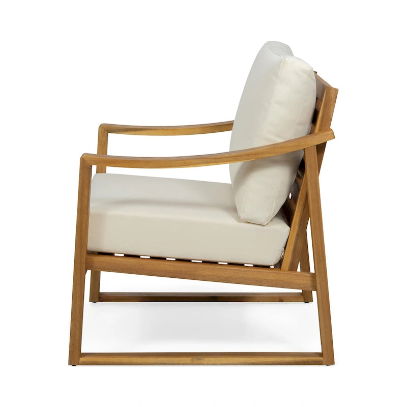 Fauteuil d'extérieur Samwell en bois d'acacia avec coussin de Christopher Knight Home