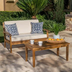 Causeuse et table de jardin en acacia rembourrées Peyton de Christopher Knight Home
