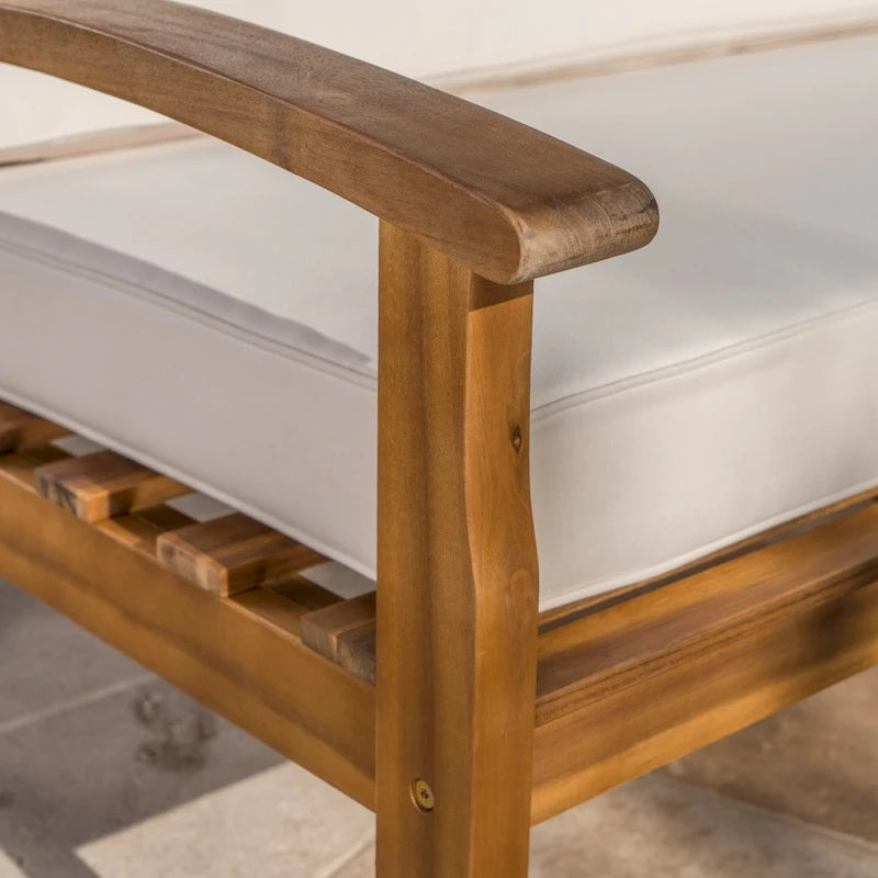 Causeuse et table de jardin en acacia rembourrées Peyton de Christopher Knight Home