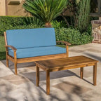 Causeuse et table de jardin en acacia rembourrées Peyton de Christopher Knight Home