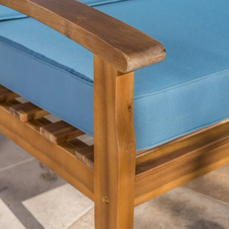 Causeuse et table de jardin en acacia rembourrées Peyton de Christopher Knight Home