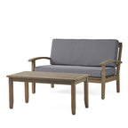 Causeuse et table de jardin en acacia rembourrées Peyton de Christopher Knight Home