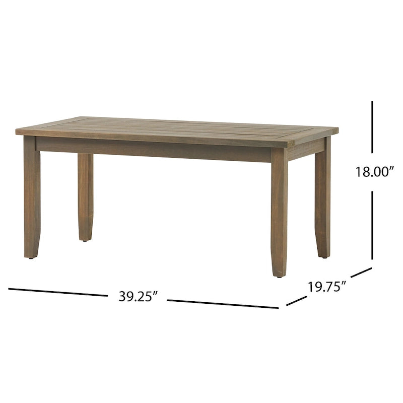 Causeuse et table de jardin en acacia rembourrées Peyton de Christopher Knight Home