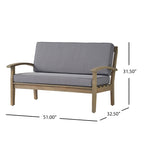 Causeuse et table de jardin en acacia rembourrées Peyton de Christopher Knight Home