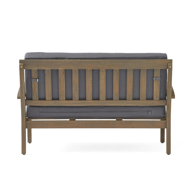 Causeuse et table de jardin en acacia rembourrées Peyton de Christopher Knight Home