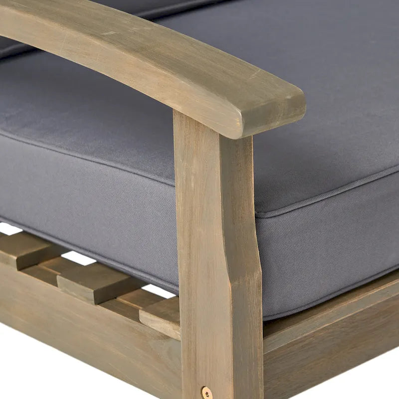 Causeuse et table de jardin en acacia rembourrées Peyton de Christopher Knight Home