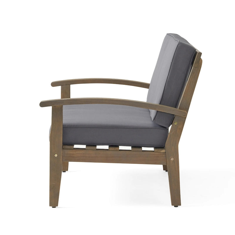 Causeuse et table de jardin en acacia rembourrées Peyton de Christopher Knight Home