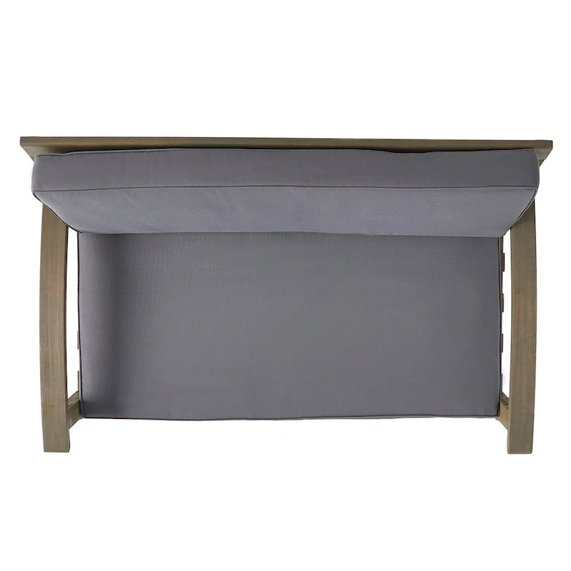 Causeuse et table de jardin en acacia rembourrées Peyton de Christopher Knight Home
