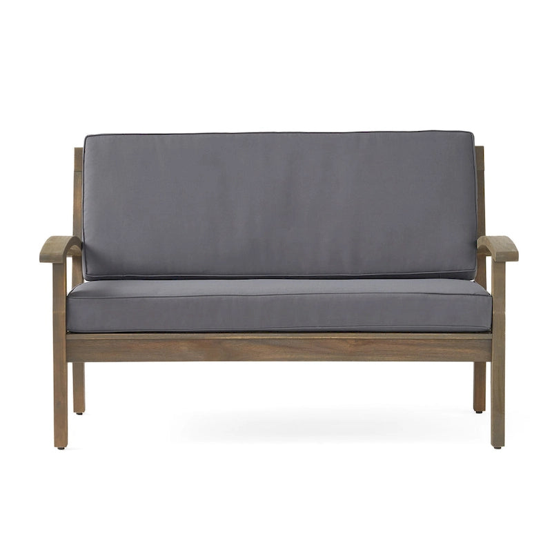 Causeuse et table de jardin en acacia rembourrées Peyton de Christopher Knight Home