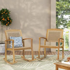Welby Outdoor Acacia Wood and Wicker Outdoor Rocking Chair by Christopher Knight Home