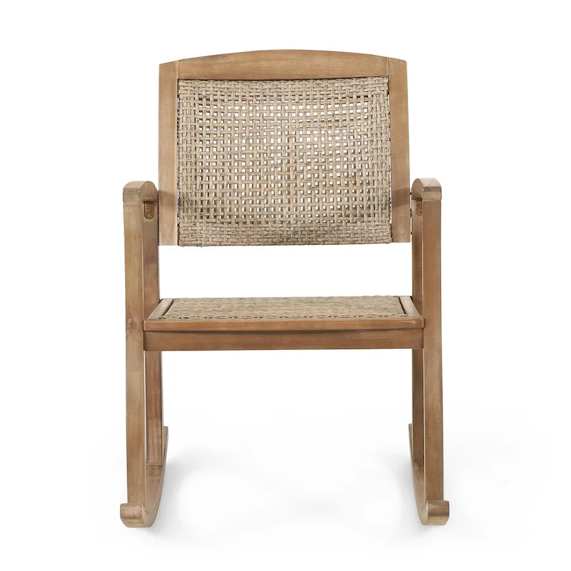 Sedia a dondolo da esterno Welby in legno di acacia e vimini di Christopher Knight Home