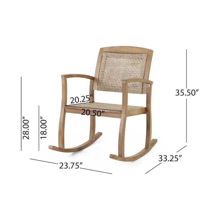 Sedia a dondolo da esterno Welby in legno di acacia e vimini di Christopher Knight Home