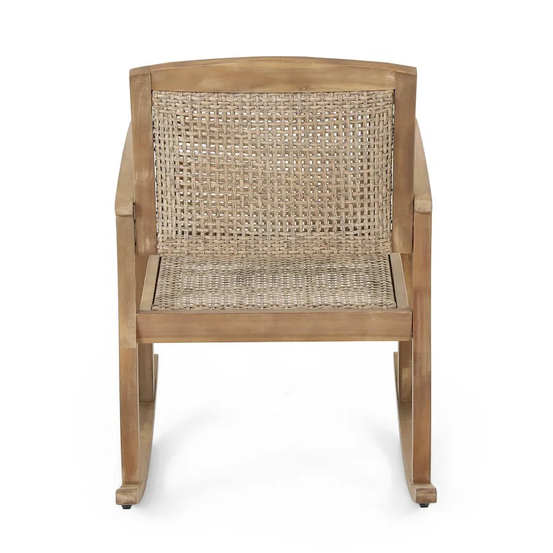Sedia a dondolo da esterno Welby in legno di acacia e vimini di Christopher Knight Home