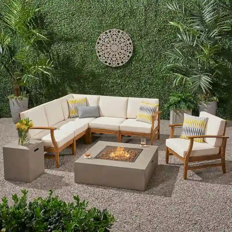 Ensemble de canapé d'extérieur en acacia Illona par Christopher Knight Home