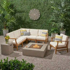 Ensemble de canapé d'extérieur en acacia Illona par Christopher Knight Home