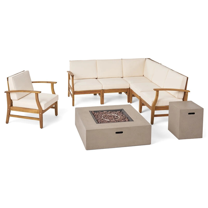 Ensemble de canapé d'extérieur en acacia Illona par Christopher Knight Home