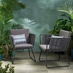 La Jolla Modern Outdoor Rope Weave Club Chair with Cushions (Set of 2) by Christopher Knight Home