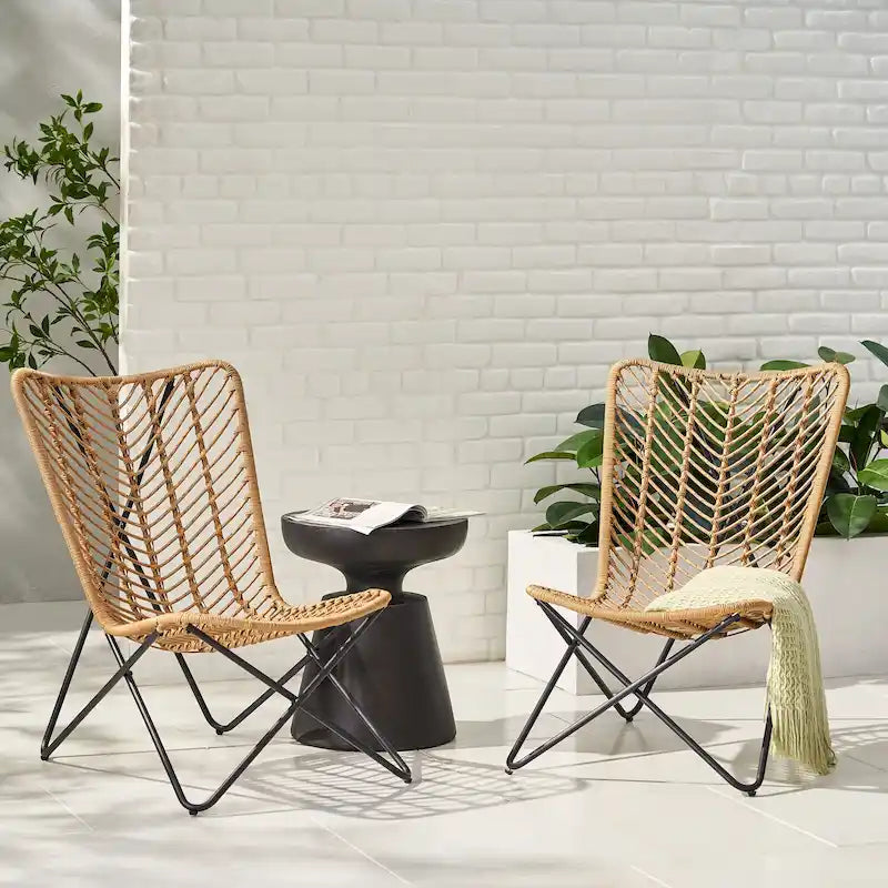 Galtin Sedie accentate da esterni in vimini e ferro (set da 2) di Christopher Knight Home