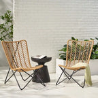 Galtin Outdoor Wicker and Iron Accent Chairs (Set of 2) by Christopher Knight Home