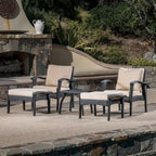 Set da salotto da esterno in vimini a 5 pezzi Honolulu con cuscini di Christopher Knight Home