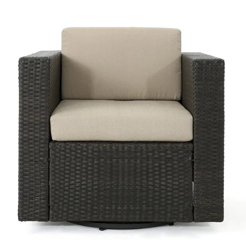 Poltrona girevole Puerta Outdoor in vimini di Christopher Knight Home