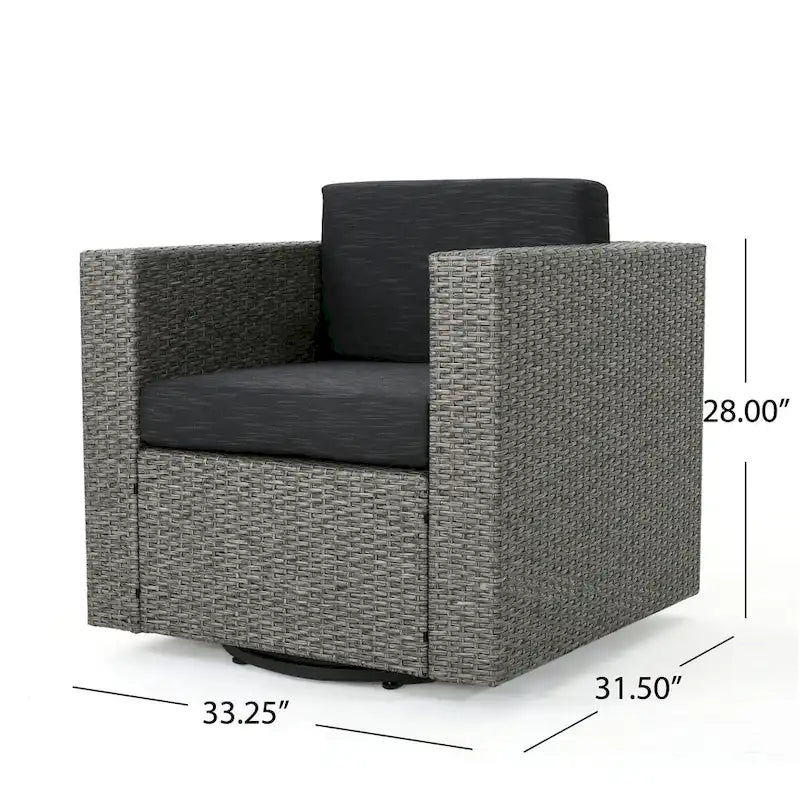 Poltrona girevole Puerta Outdoor in vimini di Christopher Knight Home
