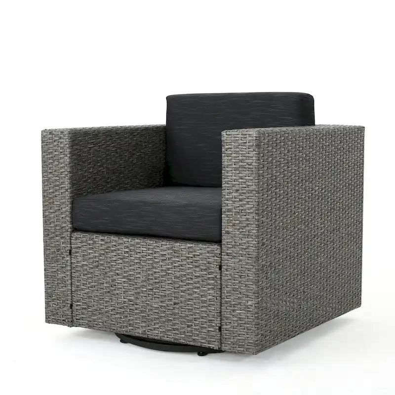 Poltrona girevole Puerta Outdoor in vimini di Christopher Knight Home