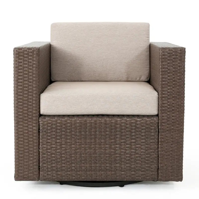 Poltrona girevole Puerta Outdoor in vimini di Christopher Knight Home