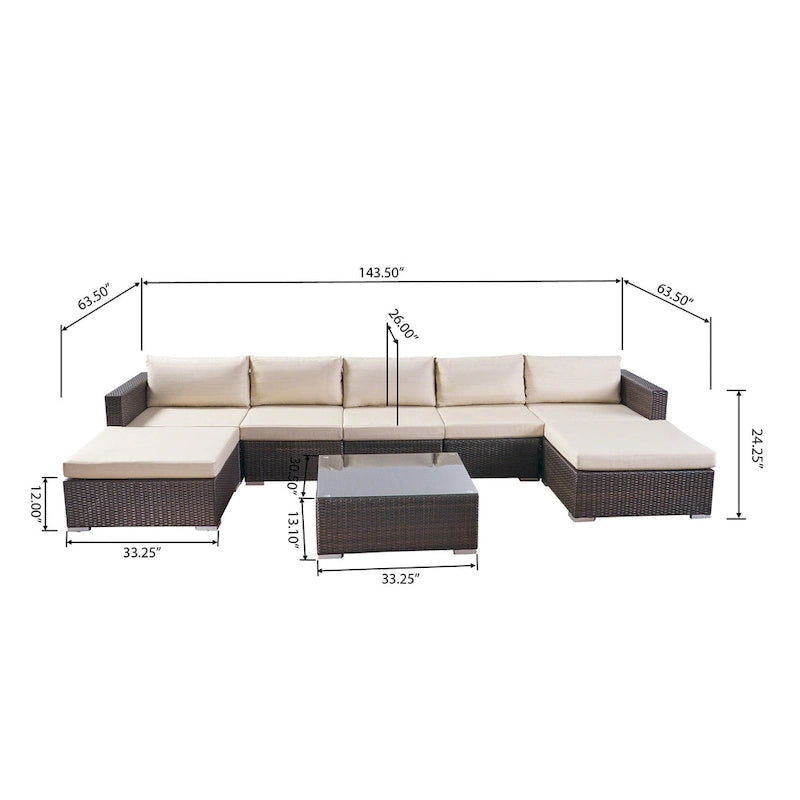 Set divano componibile da esterno a 5 posti in vimini Santa Rosa di Christopher Knight Home