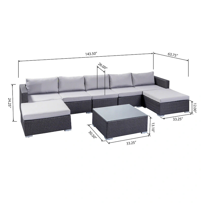 Set divano componibile da esterno a 5 posti in vimini Santa Rosa di Christopher Knight Home