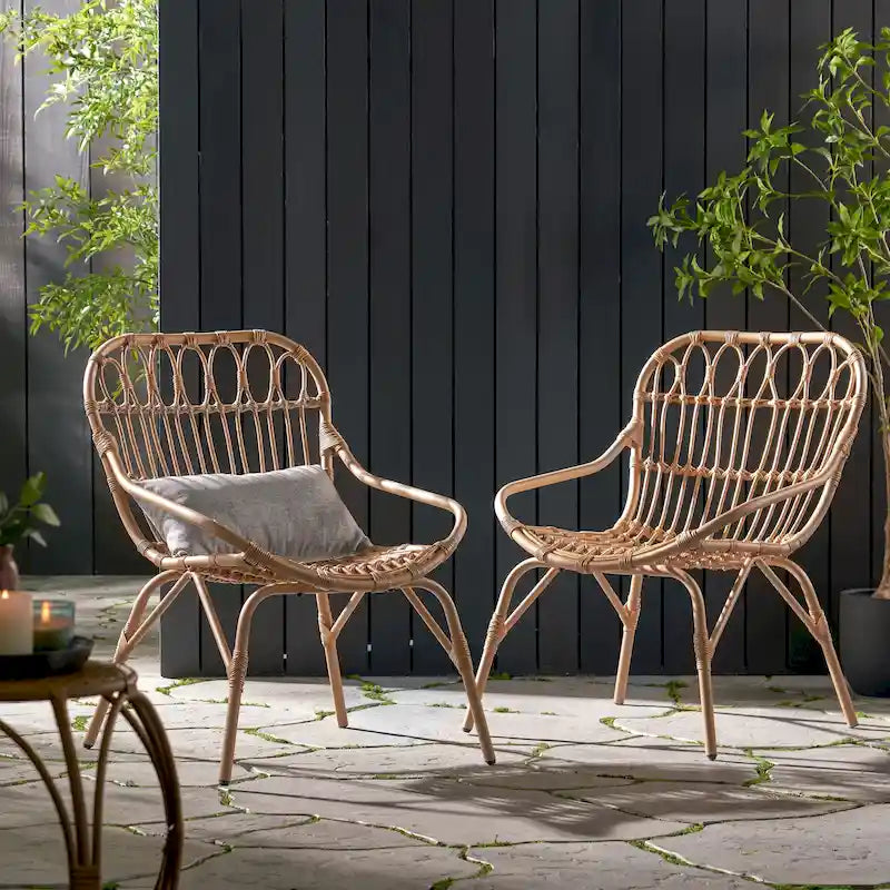 Chaises d'appoint d'extérieur en osier Harlem par Christopher Knight Home