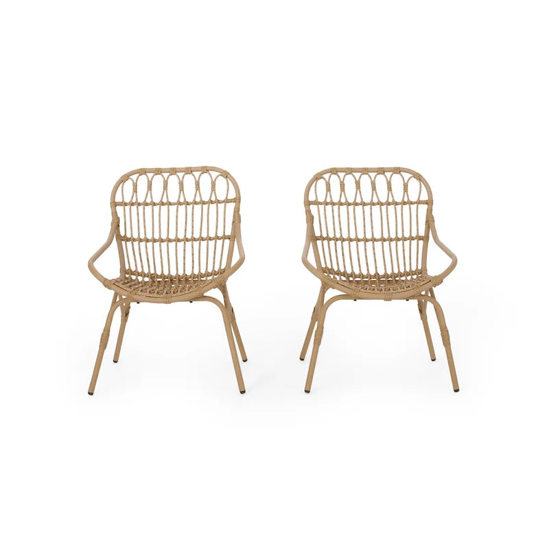 Chaises d'appoint d'extérieur en osier Harlem par Christopher Knight Home