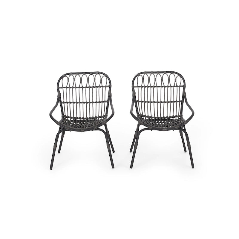 Chaises d'appoint d'extérieur en osier Harlem par Christopher Knight Home