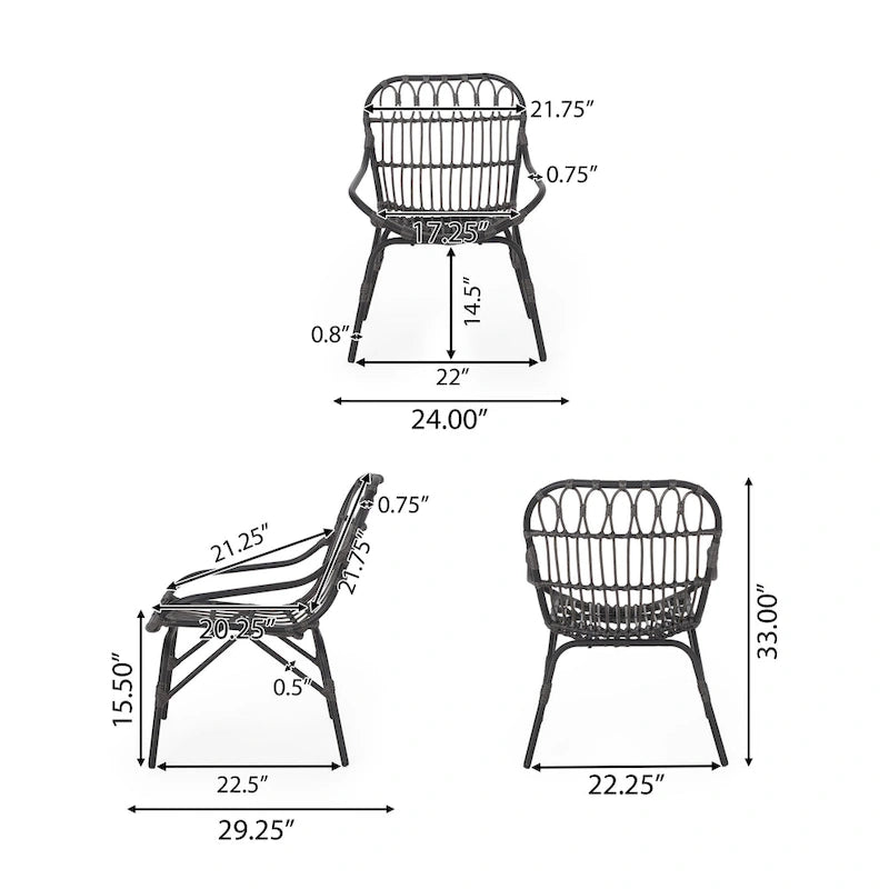 Chaises d'appoint d'extérieur en osier Harlem par Christopher Knight Home