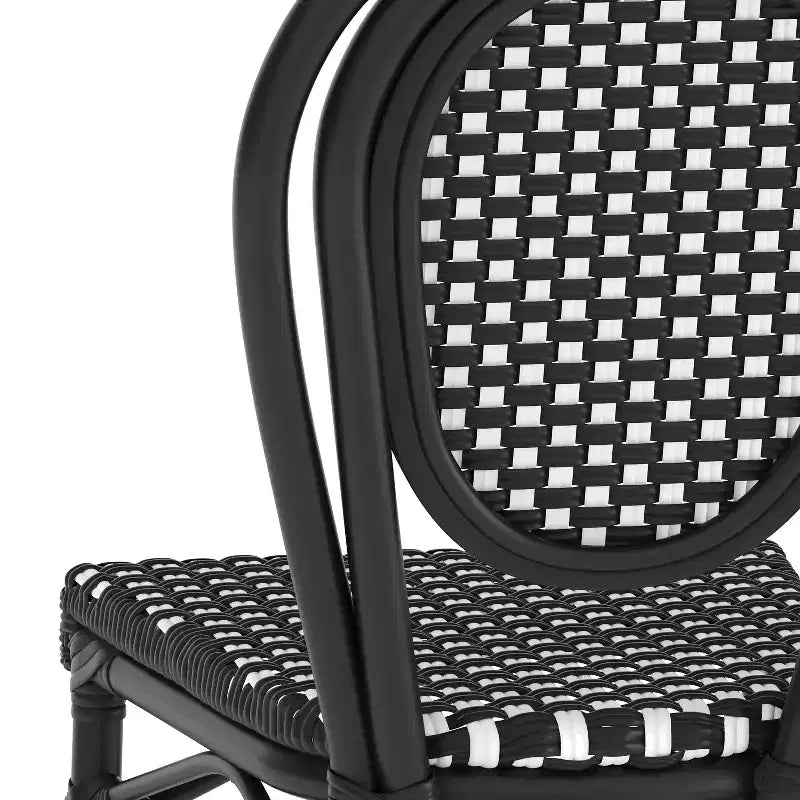 Emma & Oliver Sedia Colmar Stile Bistrò Thonet Impilabile da Interno/Esterno con Sedile in Rattan PE e Struttura in Metallo