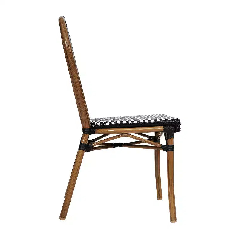 Emma & Oliver Sedia Colmar Stile Bistrò Thonet Impilabile da Interno/Esterno con Sedile in Rattan PE e Struttura in Metallo